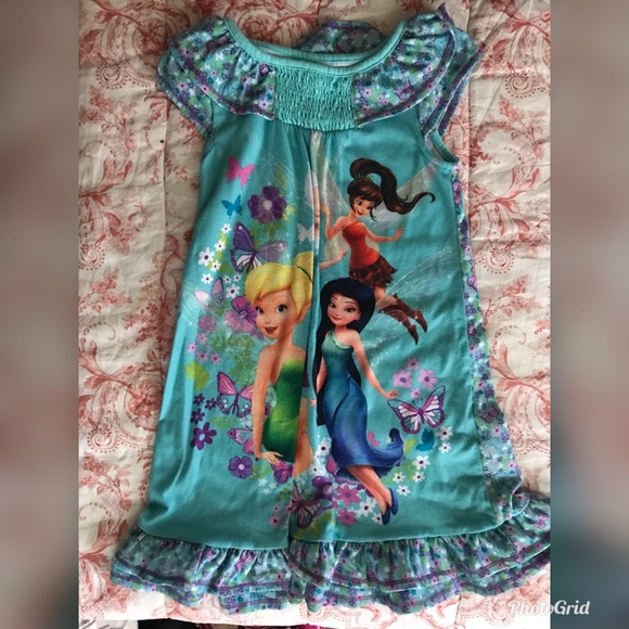 Pajama Gown Disney Size 3T Tinkerbell and Fairies Nightgown